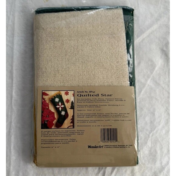 Hodge Podge Felt Applique Embroidery Quilted Star Christmas Stocking Kit NIP - Picture 5 of 5